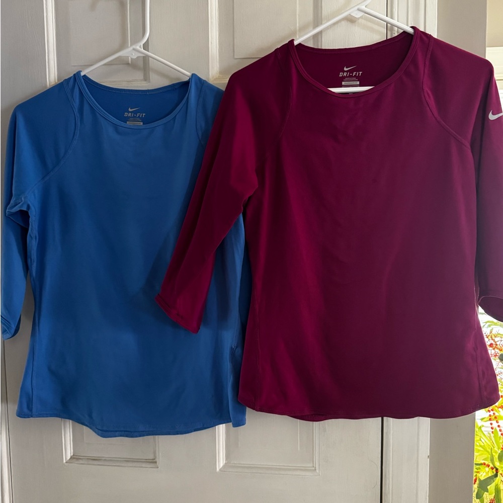 Nike Women's three-quarter sleeve- Blue and Maroon